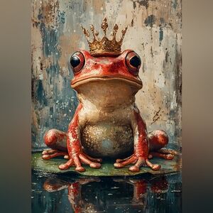 Whimsical Frog with Crown Art Print